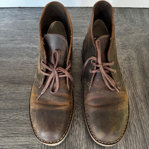 Clarks Chukka Boots Mens Brown Leather Bushacre 2 Desert 10.5M STYLE: 15522 - Picture 5 of 10
